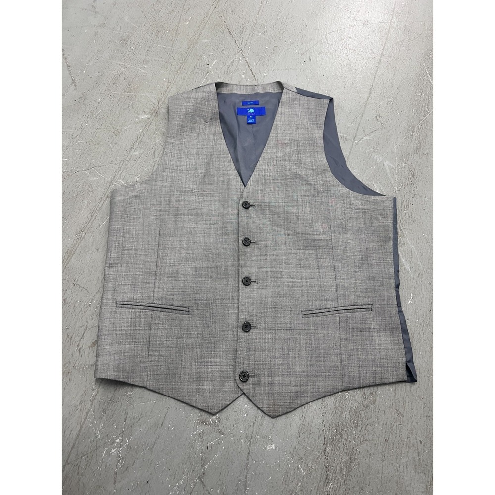 Egara Suit Vest Mens Medium Gray 100% Wool Slim Fit Button Front Casual Business